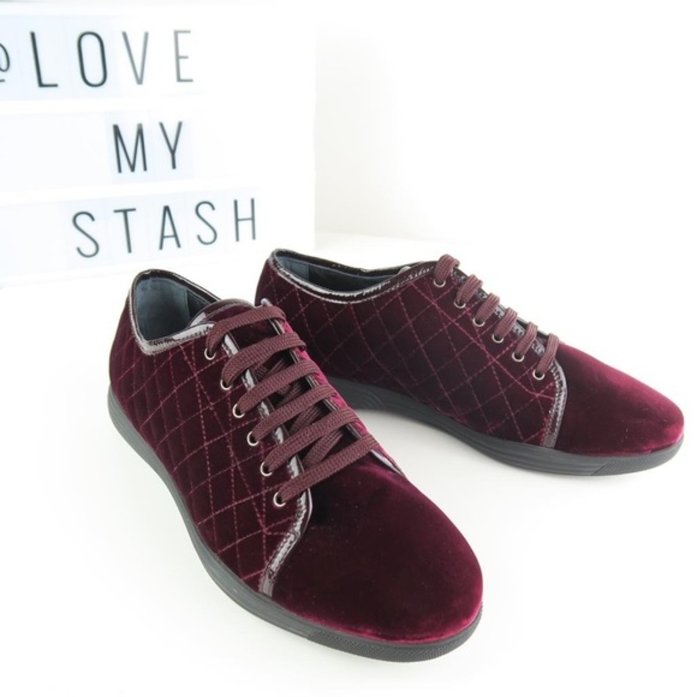 Aquatalia Burgundy Velvet Quilted Sneakers